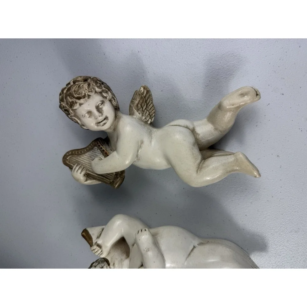 Vintage Universal Statuary Corp Chicago 1958 Cherub Angels Set 2 Wall Hanger 💛